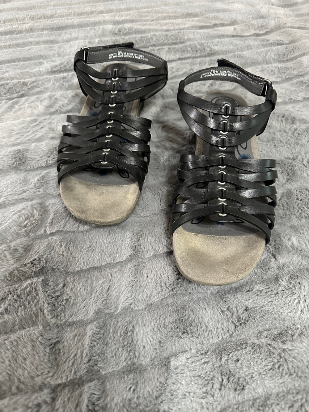 BareTraps Black Strappy Ankle-Sling Sandals